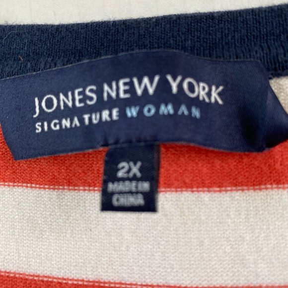 Jones New York Nautical Button Down Striped Knit Cardigan with Pockets Size 2X - Picture 3 of 10